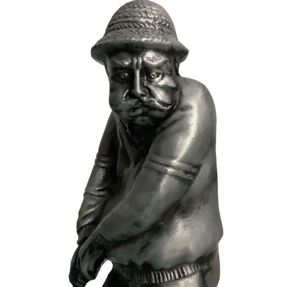 Vintage Pewter Golf Golfer Statue Creative Classics Surveying Green 12” - Picture 2 of 6